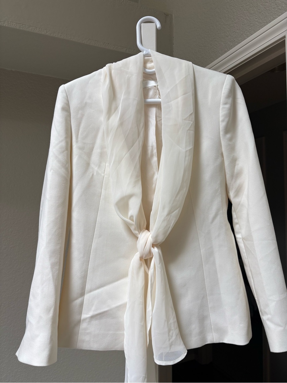 Zara Cream Tie-Neck Blazer